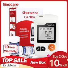 Load image into Gallery viewer, English Guide Sinocare GA-3 Blood Glucose Meter &amp; Test Strips &amp;Lancets Glm Medical Blood Sugar Meter Glucometer Diabetes Tester