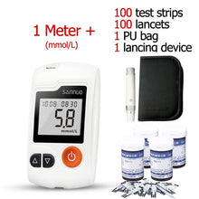 Load image into Gallery viewer, English Guide Sinocare GA-3 Blood Glucose Meter &amp; Test Strips &amp;Lancets Glm Medical Blood Sugar Meter Glucometer Diabetes Tester